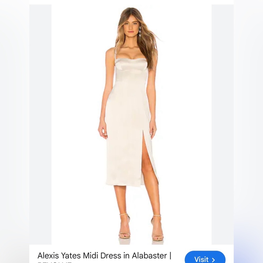 Alexis Alabaster Satin Midi Dress with Side Slit size 0